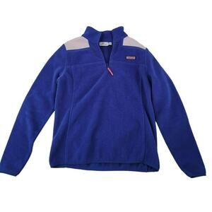 Vineyard Vines Pullover Womens XS Blue Fleece Quarter Zipper Pink Stripes